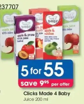 Clicks Clicks Made 4 Baby Juice offer
