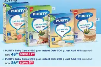 Clicks PURITY Baby Cereal or Instant Oats Just Add Milk offer