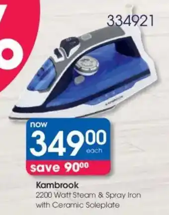 Clicks Kambrook 2200 Watt Steam & Spray Iron with Ceramic Soleplate offer