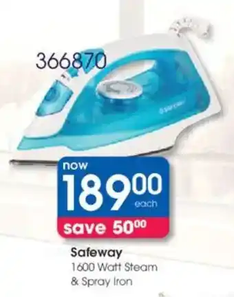 Clicks Safeway 1600 Watt Steam & Spray Iron offer