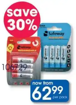 Clicks Safeway Alkaline, Lithium or Rechargeable Batteries AA or AAA offer