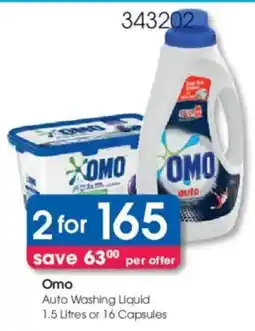 Clicks Omo Auto Washing Liquid or Capsules offer