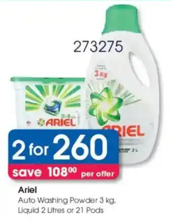 Clicks Ariel Auto Washing Powder, Liquid or Pods offer