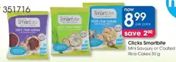 Clicks Clicks Smartbite Mini Savoury or Coated Rice Cakes offer