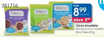 Clicks Clicks Smartbite Mini Savoury or Coated Rice Cakes offer