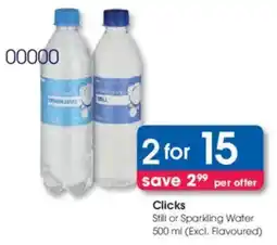 Clicks Clicks Still or Sparkling Water offer