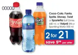 Clicks Coca-Cola, Fanta, Sprite, Stoney, Twist or Sparletta Soft Drinks, or Valpré Still or Sparkling Water offer