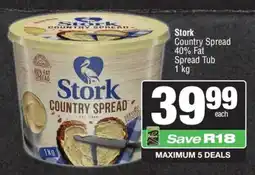 KwikSpar Stork Country Spread 40% Fat Spread Tub offer
