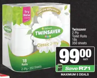 KwikSpar Twinsaver 2 Ply Toilet Rolls 350 sheets offer
