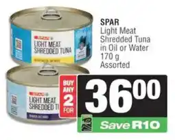 KwikSpar SPAR Light Meat Shredded Tuna in Oil or Water Assorted offer