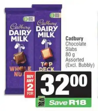 KwikSpar Cadbury Chocolate Slabs Assorted offer