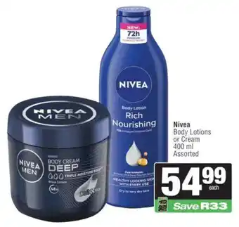 KwikSpar Nivea Body Lotions or Cream Assorted offer