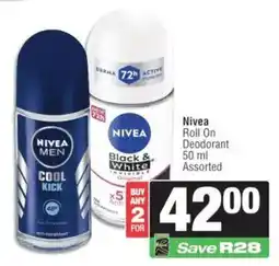 KwikSpar Nivea Roll On Deodorant Assorted offer