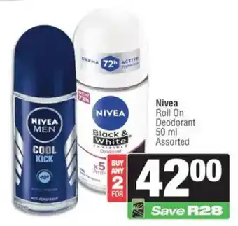 KwikSpar Nivea Roll On Deodorant Assorted offer