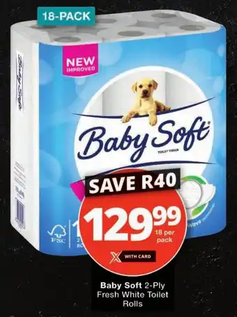 Checkers Baby Soft 2-Ply Fresh White Toilet Rolls offer