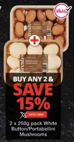 Checkers White Button/ Portabellini Mushrooms offer