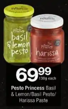 Checkers Pesto Princess Basil & Lemon/ Basil Pesto/ Harissa Paste offer