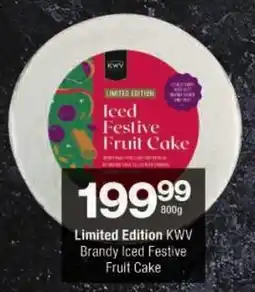 Checkers Limited Edition KWV Brandy Iced Festive Fruit Cake offer