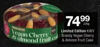 Checkers Limited Edition KWV Brandy Vegan Cherry & Almond Fruit Cake offer