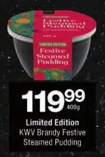 Checkers Limited Edition KWV Brandy Festive Steamed Pudding offer