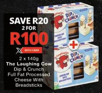 Checkers The Laughing Cow Dip & Crunch Full Fat Processed Cheese With Breadsticks offer