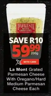 Checkers La Mont Grated Parmesan Cheese With Oregano/ Hard Medium Parmesan Cheese offer