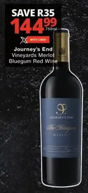 Checkers Journey's End Vineyards Merlot Bluegum Red Wine offer