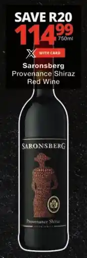 Checkers Saronsberg Provenance Shiraz Red Wine offer