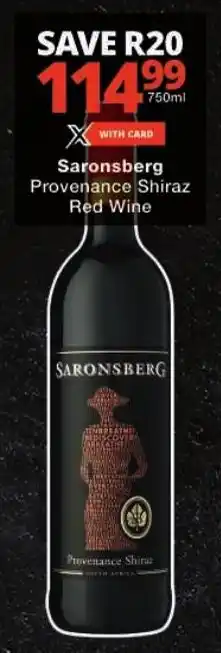 Checkers Saronsberg Provenance Shiraz Red Wine offer