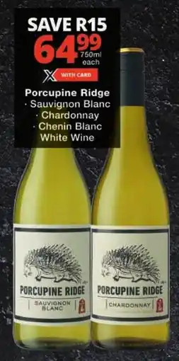 Checkers Porcupine Ridge Sauvignon Blanc, Chardonnay, Chenin Blanc White Wine offer