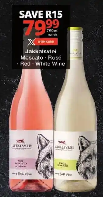 Checkers Jakkalsvlei Moscato Rosé, Red, White Wine offer