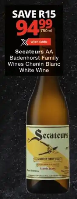 Checkers Secateurs AA Badenhorst Family Wines Chenin Blanc White Wine offer