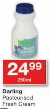 Checkers Darling Pasteurised Fresh Cream offer