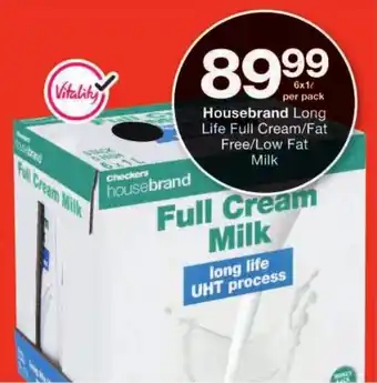 Checkers Housebrand Long Life Full Cream/ Fat Free/ Low Fat Milk offer