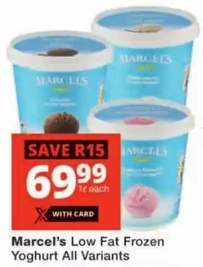 Checkers Marcel's Low Fat Frozen Yoghurt All Variants offer