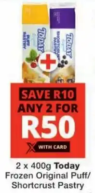 Checkers Today Frozen Original Puff/ Shortcrust Pastry offer
