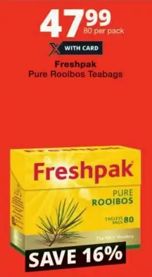Checkers Freshpak Pure Rooibos Teabags offer
