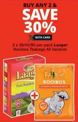 Checkers Laager Rooibos Teabags All Variants offer