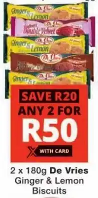 Checkers De Vries Ginger & Lemon Biscuits offer