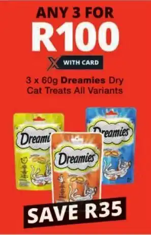 Checkers Dreamies Dry Cat Treats All Variants offer