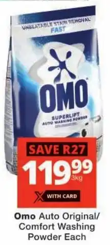 Checkers Omo Auto Original/ Comfort Washing Powder offer