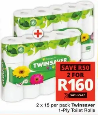 Checkers Twinsaver 1-Ply Toilet Rolls offer
