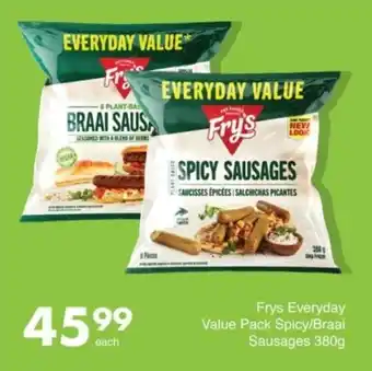 Save Frys Everyday Value Pack Spicy/ Braai Sausages offer