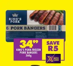 Shoprite KING’S PORK FROZEN PORK BANGERS 360g offer