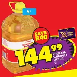 Shoprite RITEBRAND SUNFLOWER SEED OIL 5ℓ offer