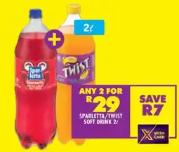 Shoprite Sparletta/Twist Soft Drink 2L offer