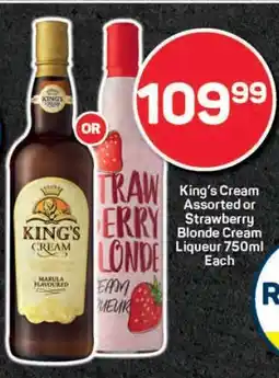 Pick n Pay King's Cream Assorted or Strawberry Blonde Cream Liqueur offer
