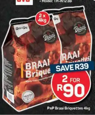 Pick n Pay PnP Braai Briquettes 4kg offer