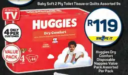 Pick n Pay HUGGIES DRY COMFORT DISPOSABLE NAPPIES VALUE PACK offer