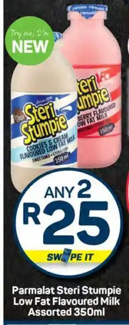 Pick n Pay Parmalat Steri Stumpie Low Fat Flavoured Milk Assorted 350ml offer